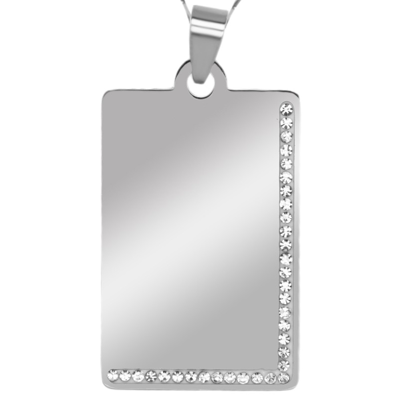 Colier Personalizat Dreptunghi Pietre Inox Argintiu Cum Vrei Tu