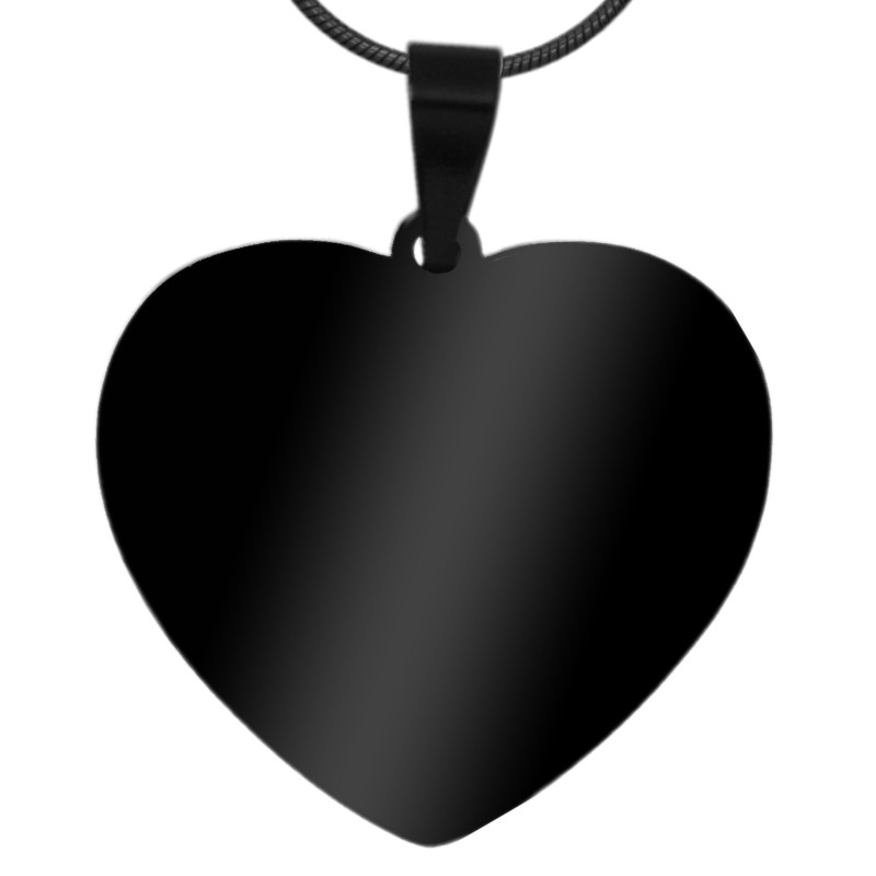 Colier Personalizat Inima Mica Inox Negru Lantisor Tub Cum Vrei Tu