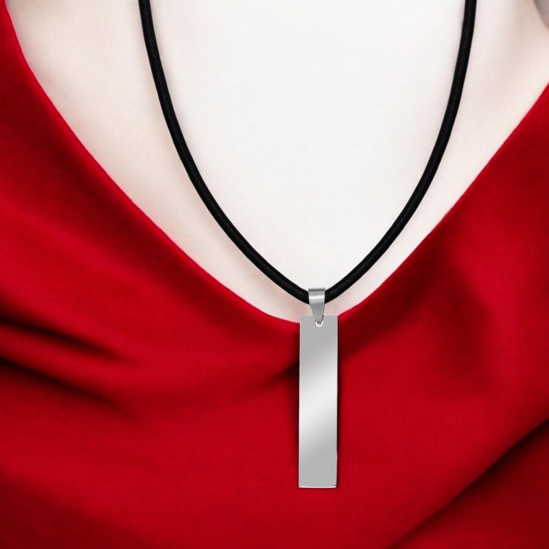                  Colier Personalizat Placuta Inox Argintiu Piele Cum Vrei Tu
               