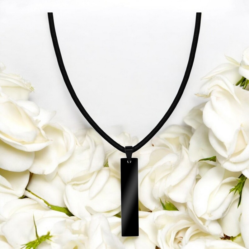                  Colier Personalizat Placuta Inox Negru Piele Cum Vrei Tu
               