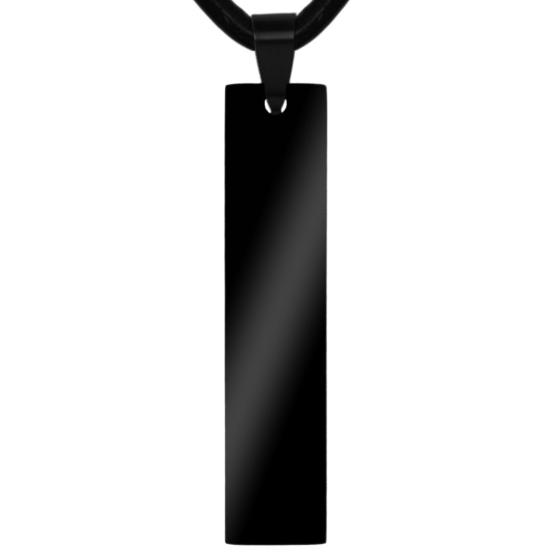                  Colier Personalizat Placuta Inox Negru Piele Cum Vrei Tu
               