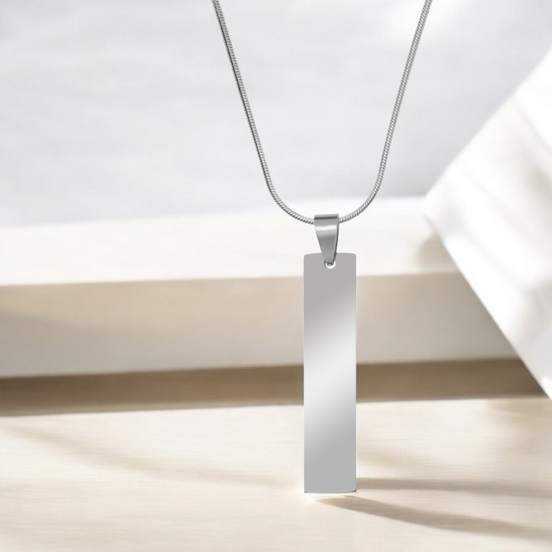                  Colier Personalizat Placuta Inox Argintiu Lantisor Tub Cum Vrei Tu
               