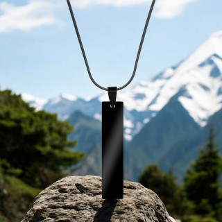 Colier Personalizat Placuta Inox Negru Lantisor Tub Cum Vrei Tu