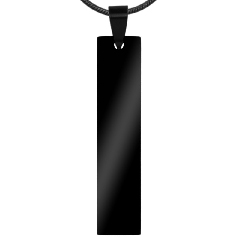 Colier Personalizat Placuta Inox Negru Lantisor Tub Cum Vrei Tu