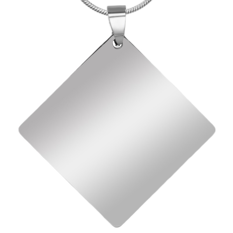 Colier Personalizat Romb Inox Argintiu Lantisor Tub Cum Vrei Tu