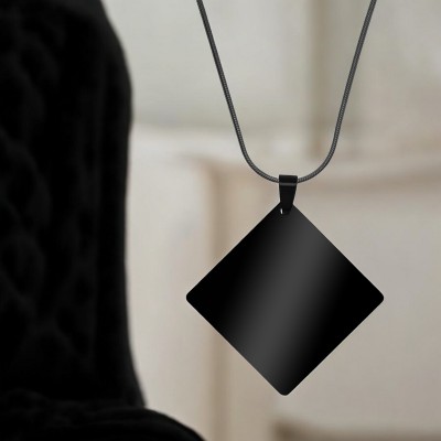 Colier Personalizat Romb Inox Negru Lantisor Tub Cum Vrei Tu