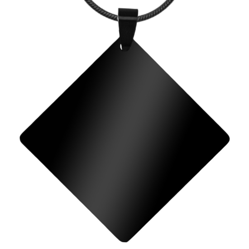 Colier Personalizat Romb Inox Negru Lantisor Tub Cum Vrei Tu