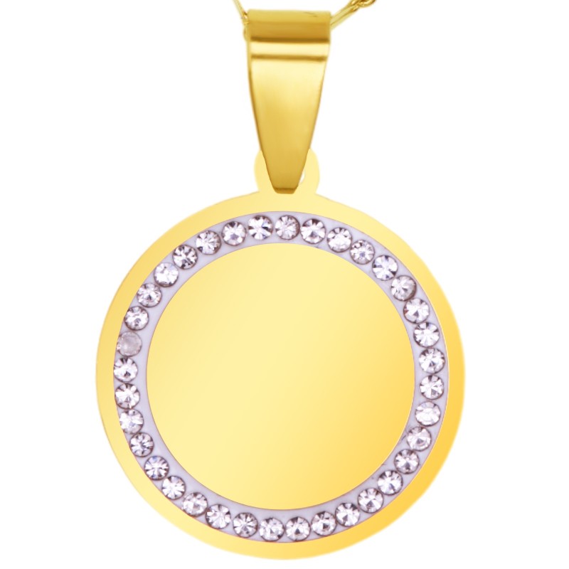                  Colier Personalizat Rotund Pietre Inox Auriu Cum Vrei Tu
               