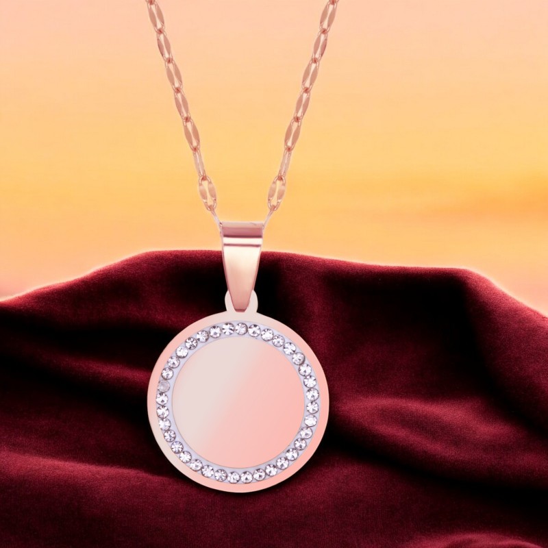 Colier Personalizat Rotund Pietre Inox Rose Gold Cum Vrei Tu