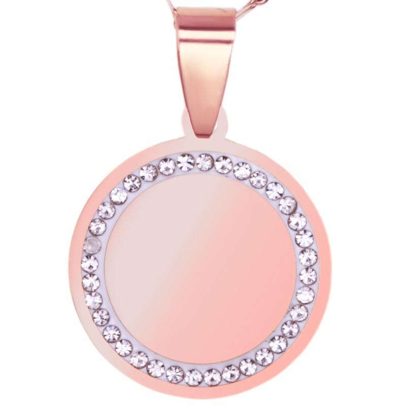 Colier Personalizat Rotund Pietre Inox Rose Gold Cum Vrei Tu