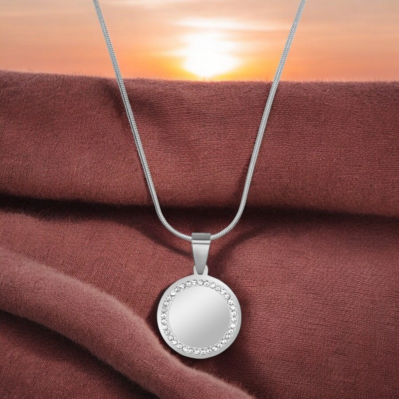                  Colier Personalizat Rotund Pietre Inox Argintiu Lantisor Tub Cum Vrei Tu
               