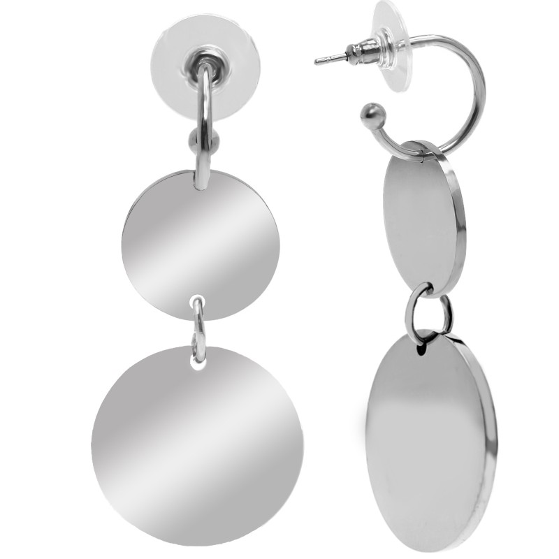 Cercei personalizati Banut Dublu Inox Argintiu Cum Vrei Tu