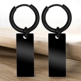 Cercei personalizati Placuta Inox Negru Cum Vrei Tu