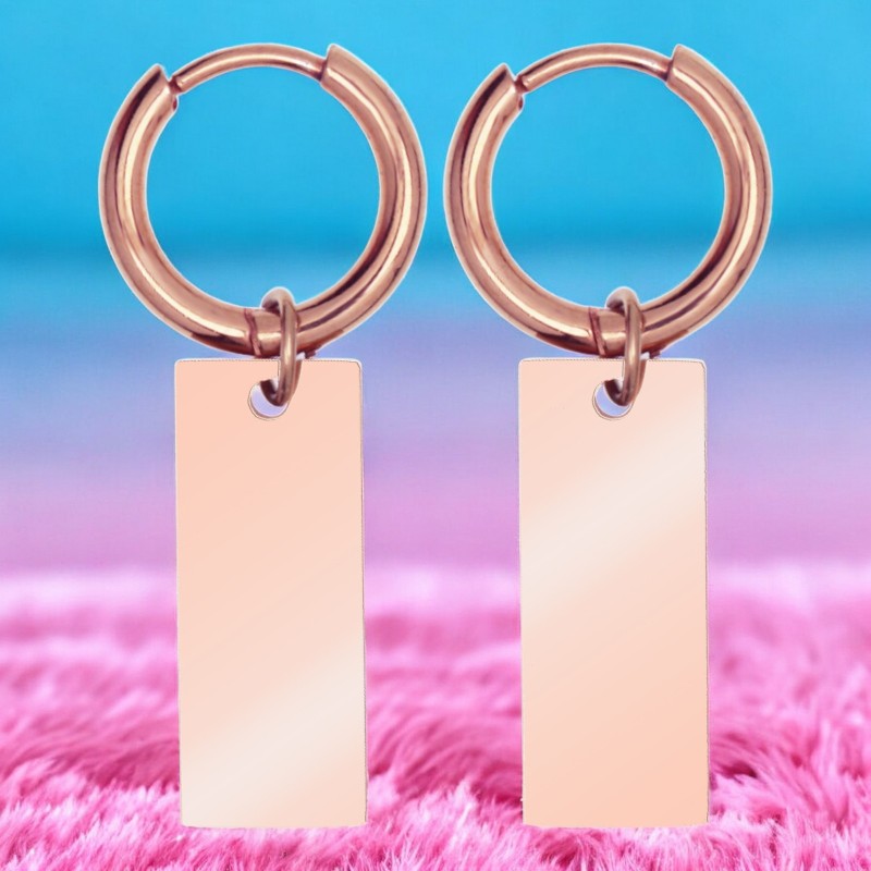 Cercei personalizati Placuta Inox Rose Gold Cum Vrei Tu
