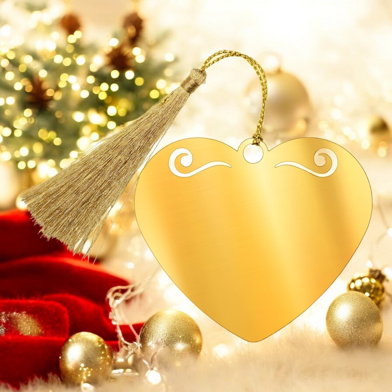                  Decoratiune Personalizata Craciun Inima Inox Auriu Cum Vrei Tu
               