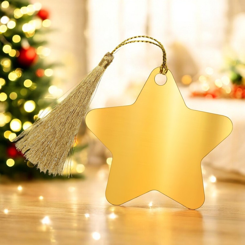                  Decoratiune Personalizata Craciun Stea Inox Auriu Cum Vrei Tu
               