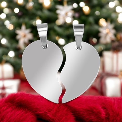 Set pandantive Personalizate Jumatati Inima Inox Argintiu Cum Vrei Tu