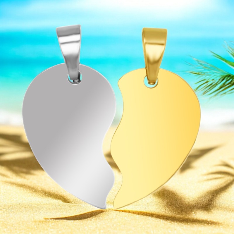                  Set pandantive Personalizate Jumatati Inima Inox Argintiu Auriu Cum Vrei Tu
               