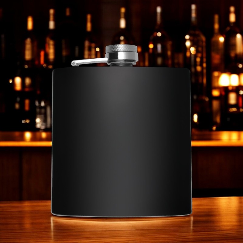 Sticla de buzunar Personalizata Inox Negru 200ml Cum Vrei Tu