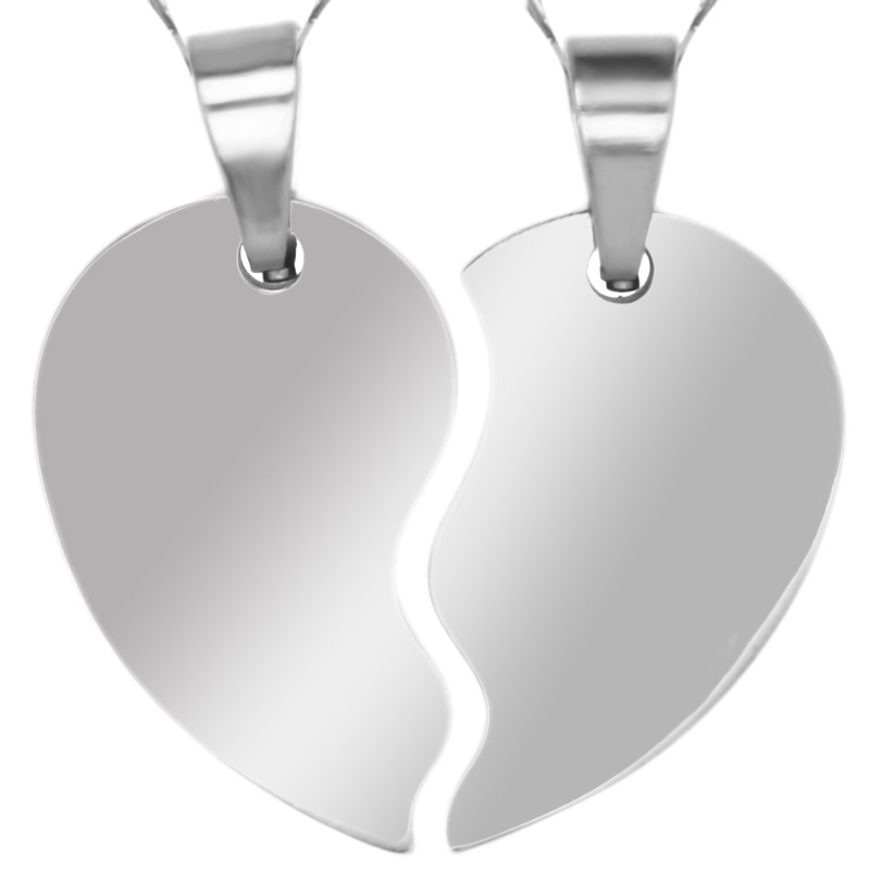                  Set Coliere Personalizate Jumatati Inima Inox Argintiu Cum Vrei Tu
               