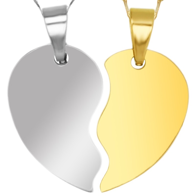                  Set Coliere Personalizate Jumatati Inima Inox Argintiu Auriu Cum Vrei Tu
               