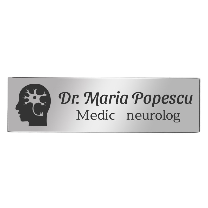 Ecuson Personalizat Inox Argintiu Nume Doctor Neurolog