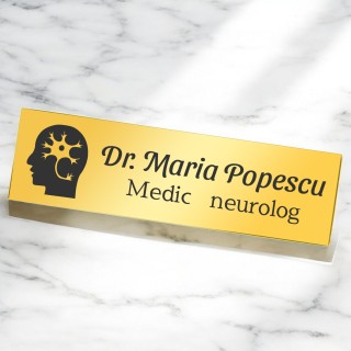 Ecuson Personalizat Inox Auriu Nume Medic Neurolog