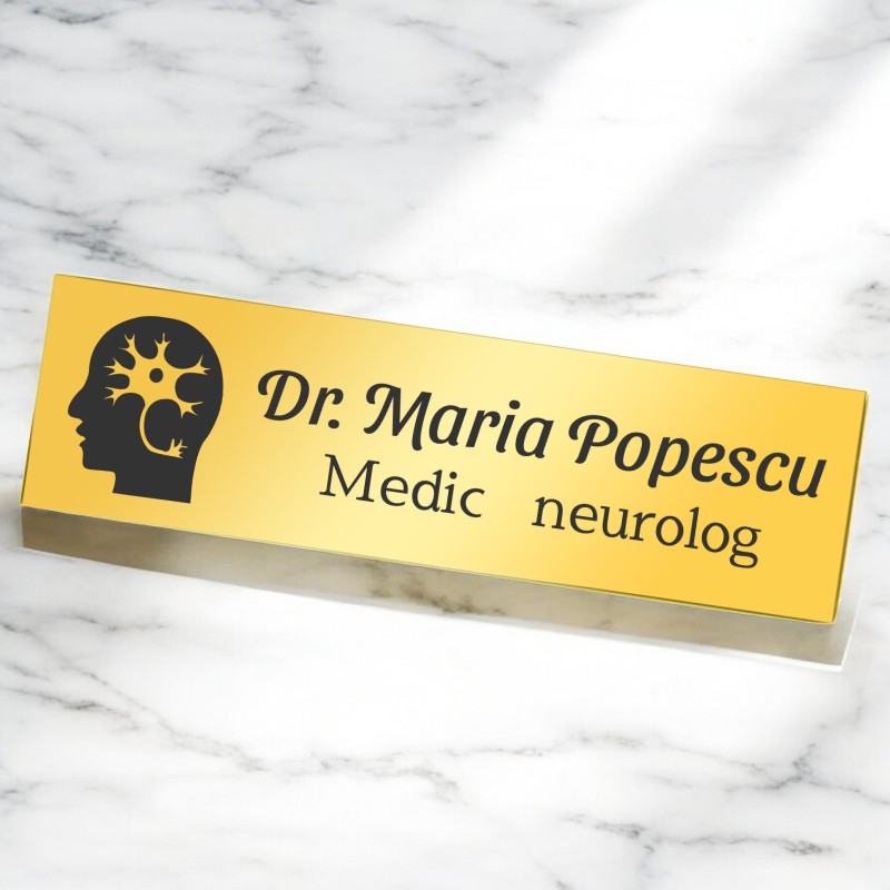 Ecuson Personalizat Inox Auriu Nume Medic Neurolog