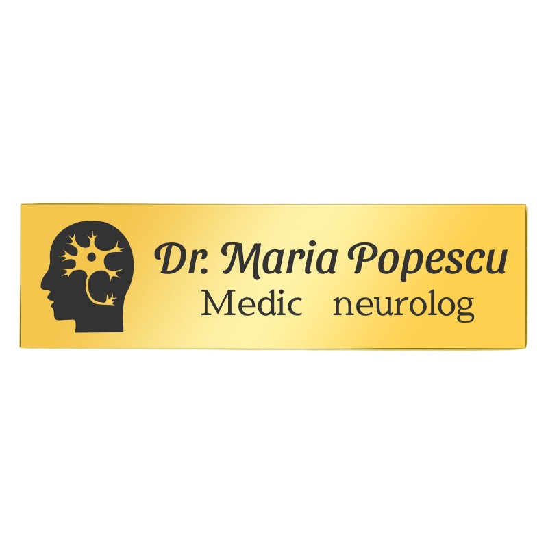 Ecuson Personalizat Inox Auriu Nume Medic Neurolog