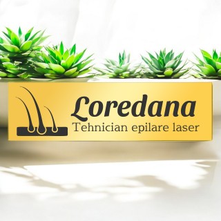Ecuson Personalizat Inox Auriu Nume Tehnician Salon Infrumusetare