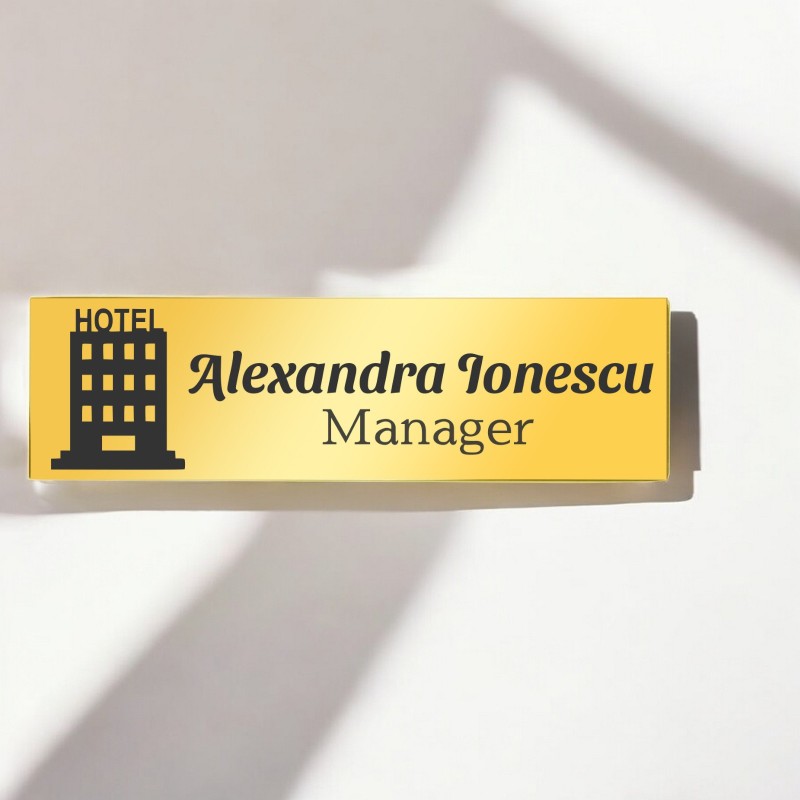                  Ecuson Personalizat Inox Auriu Nume Manager Hotel
               