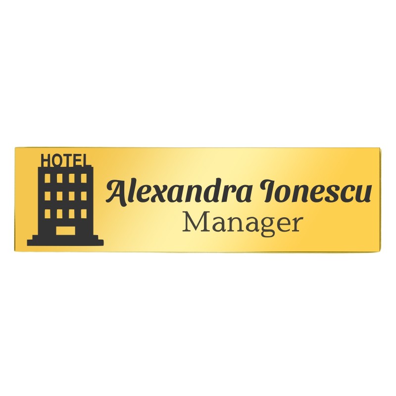 Ecuson Personalizat Inox Auriu Nume Manager Hotel