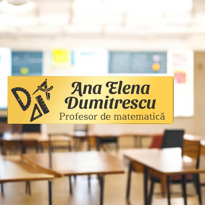Ecuson Personalizat Inox Auriu Nume Profesor Matematica
