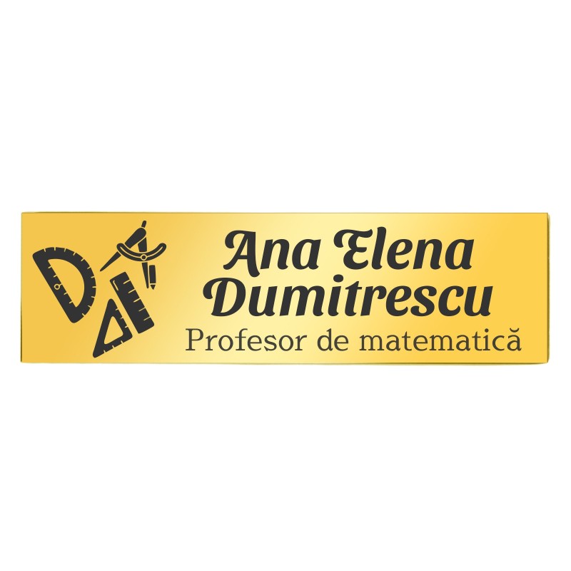 Ecuson Personalizat Inox Auriu Nume Profesor Matematica
