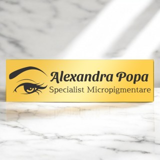 Ecuson Personalizat Inox Auriu Nume Specialist Micropigmentare