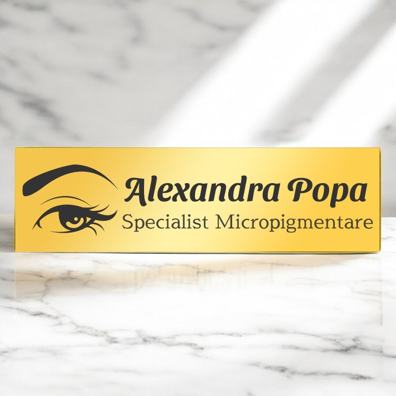 Ecuson Personalizat Inox Auriu Nume Specialist Micropigmentare