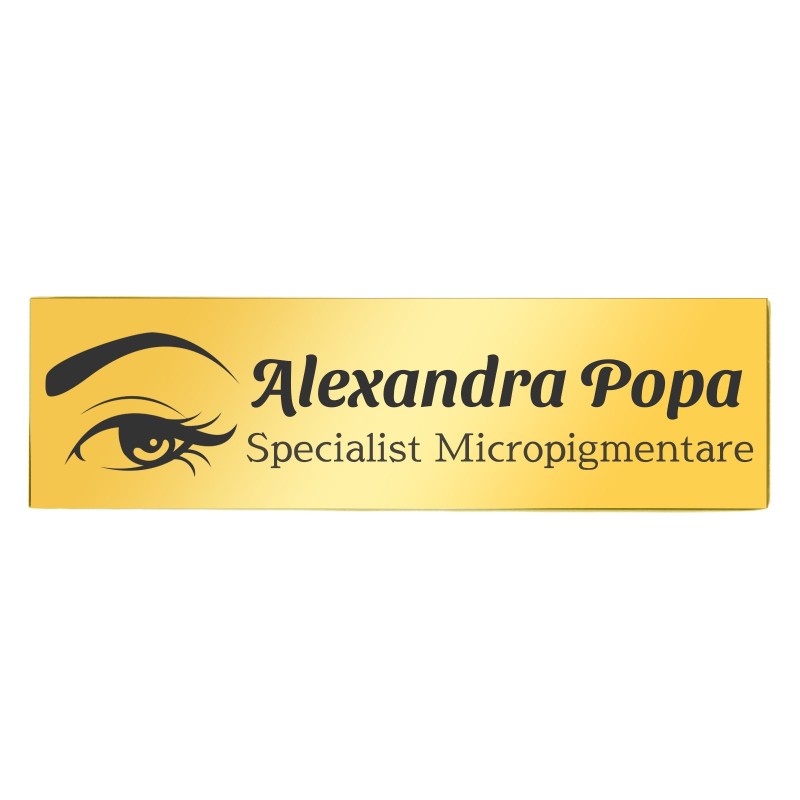 Ecuson Personalizat Inox Auriu Nume Specialist Micropigmentare