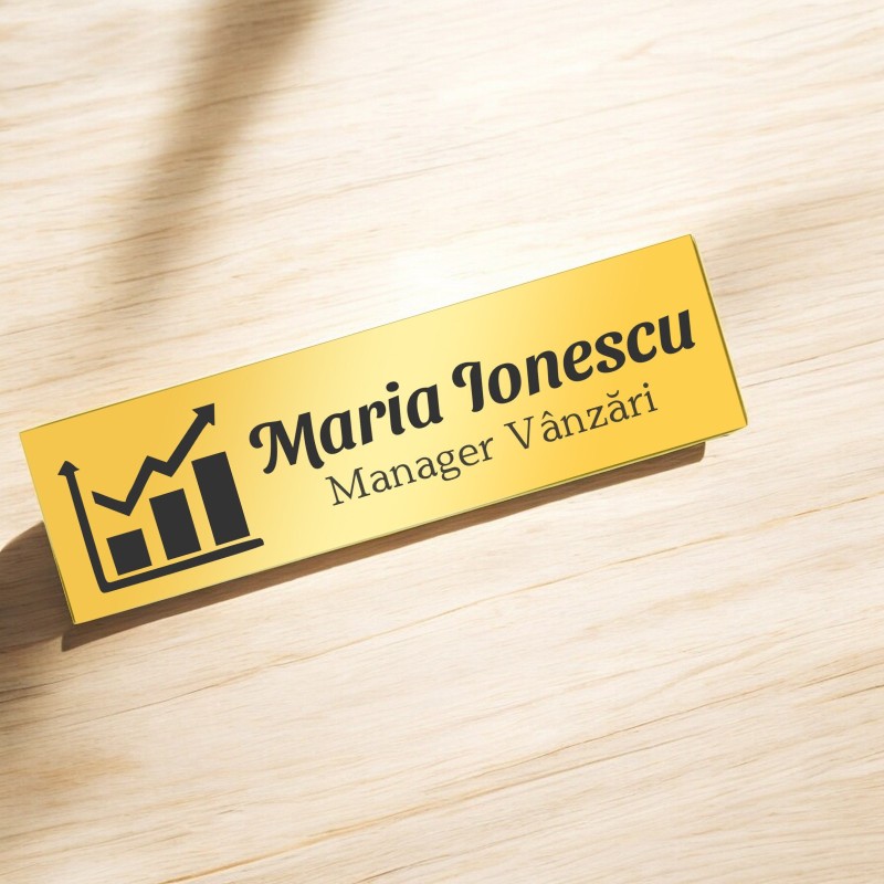 Ecuson Personalizat Inox Auriu Nume Manager Vanzari