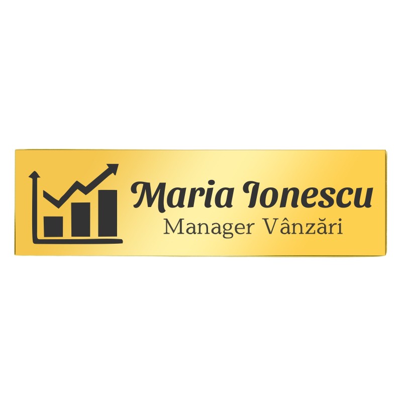 Ecuson Personalizat Inox Auriu Nume Manager Vanzari