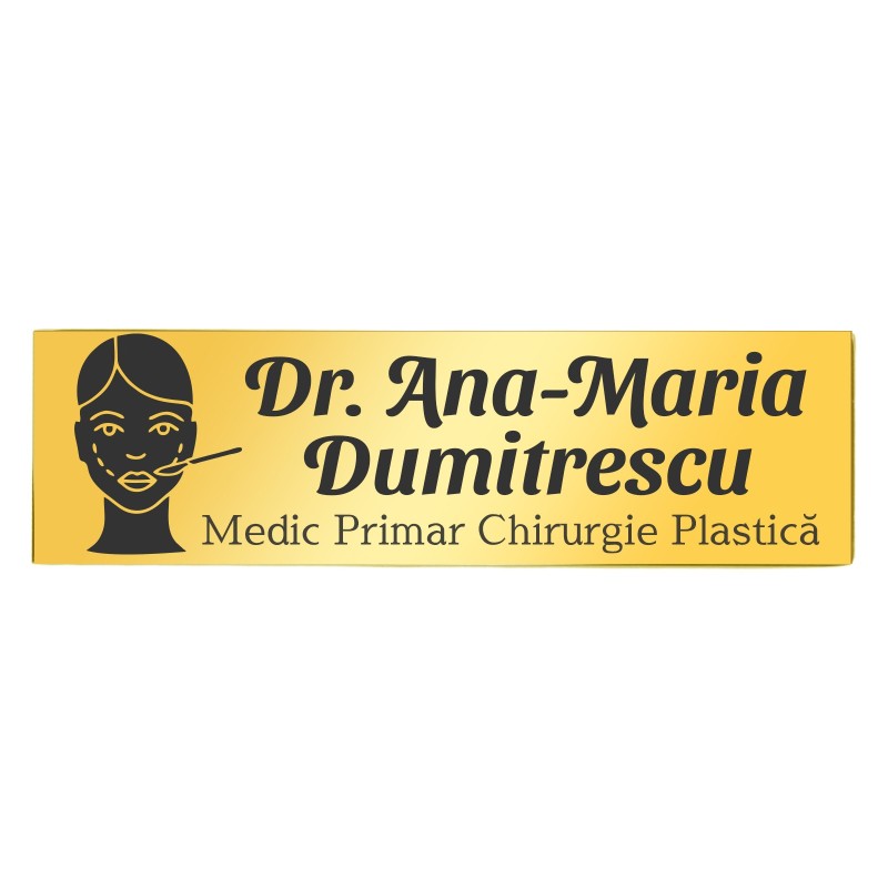 Ecuson Personalizat Inox Auriu Nume Doctor Estetician