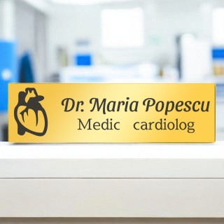 Ecuson Personalizat Inox Auriu Nume Doctor Cardiolog