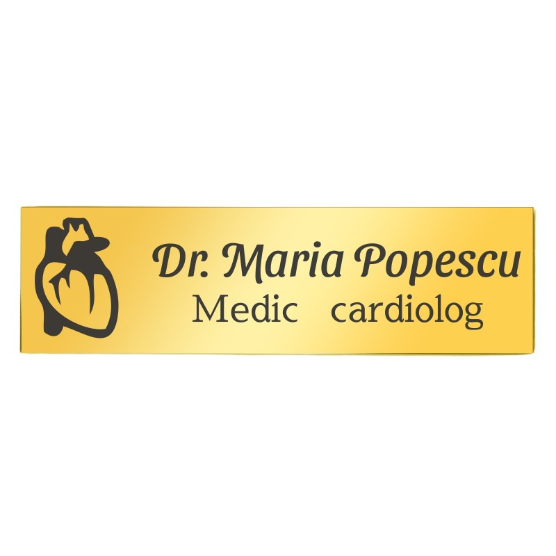 Ecuson Personalizat Inox Auriu Nume Doctor Cardiolog