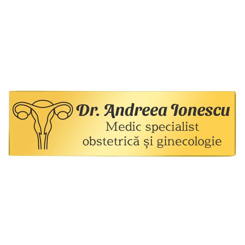 Ecuson Personalizat Inox Auriu Nume Doctor Ginecolog