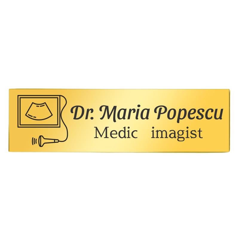 Ecuson Personalizat Inox Auriu Nume Doctor Imagist