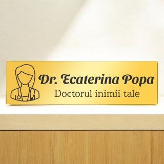 Ecuson Personalizat Inox Auriu Nume Doctorul Inimii