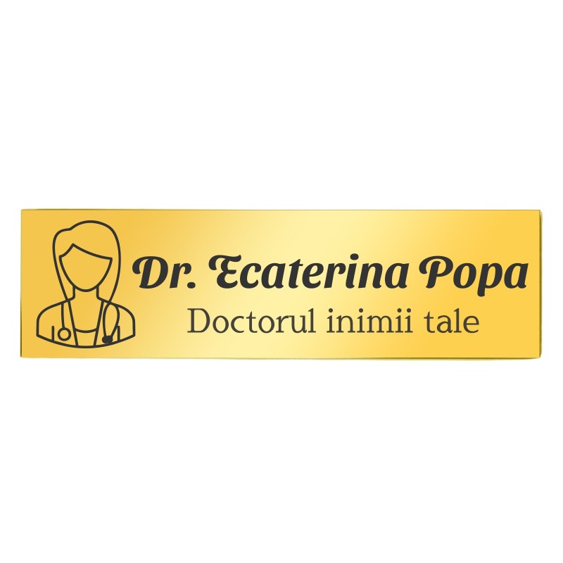 Ecuson Personalizat Inox Auriu Nume Doctorul Inimii