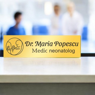 Ecuson Personalizat Inox Auriu Nume Doctor Neonatolog