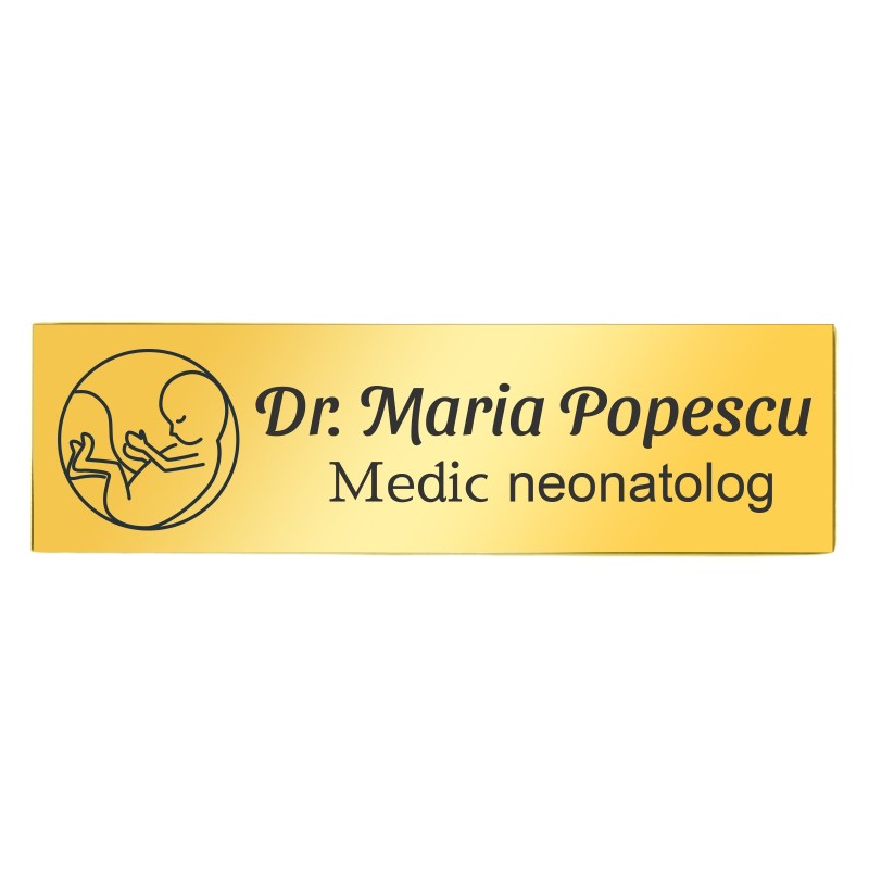 Ecuson Personalizat Inox Auriu Nume Doctor Neonatolog