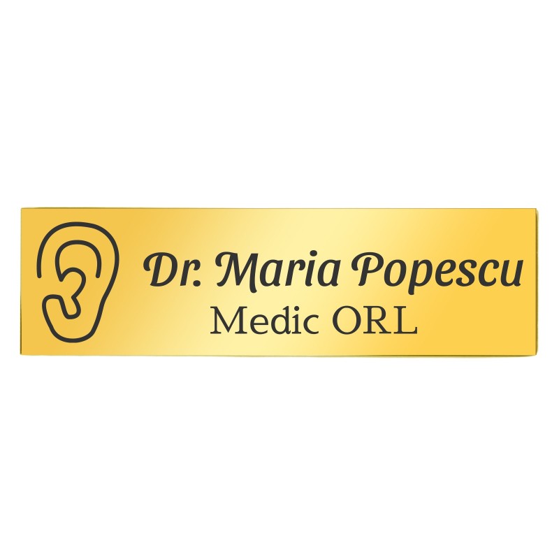 Ecuson Personalizat Inox Auriu Nume Doctor ORL