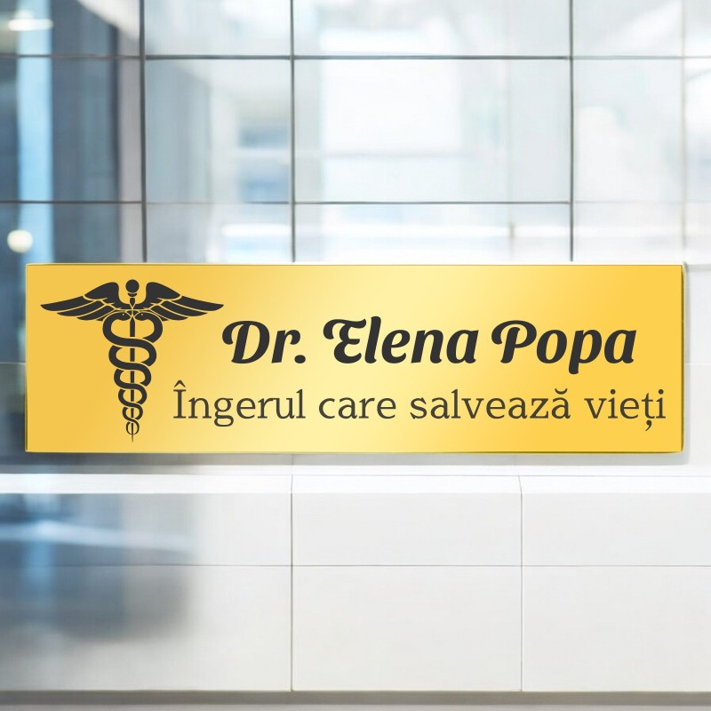 Ecuson Personalizat Inox Auriu Nume Doctor Inger